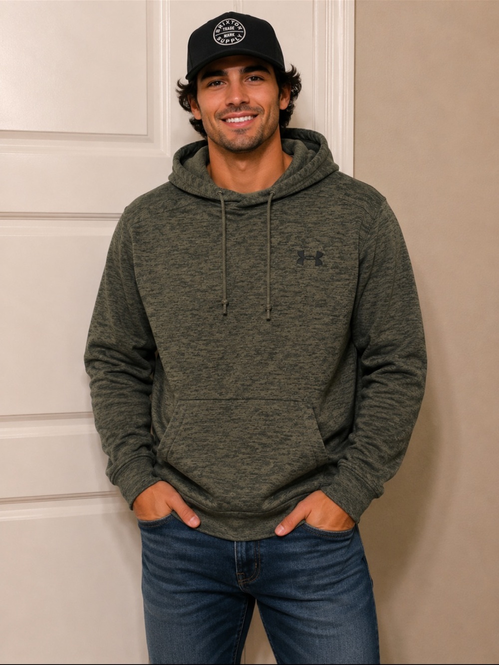 NWOT Under Armour Men's Heather Olive Hooded Pullover Sweatshirt